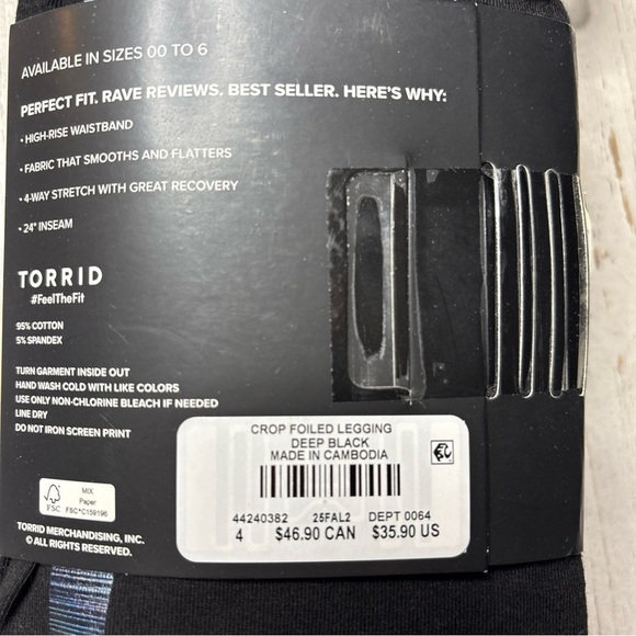 Torrid Premium Crop Leggings Foiled Deep Black
Size 4X (26) NWT! - Picture 9 of 15